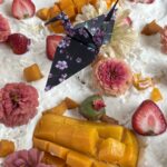 Vanilla Olive Oil Honey Cake with Mango and Strawberries