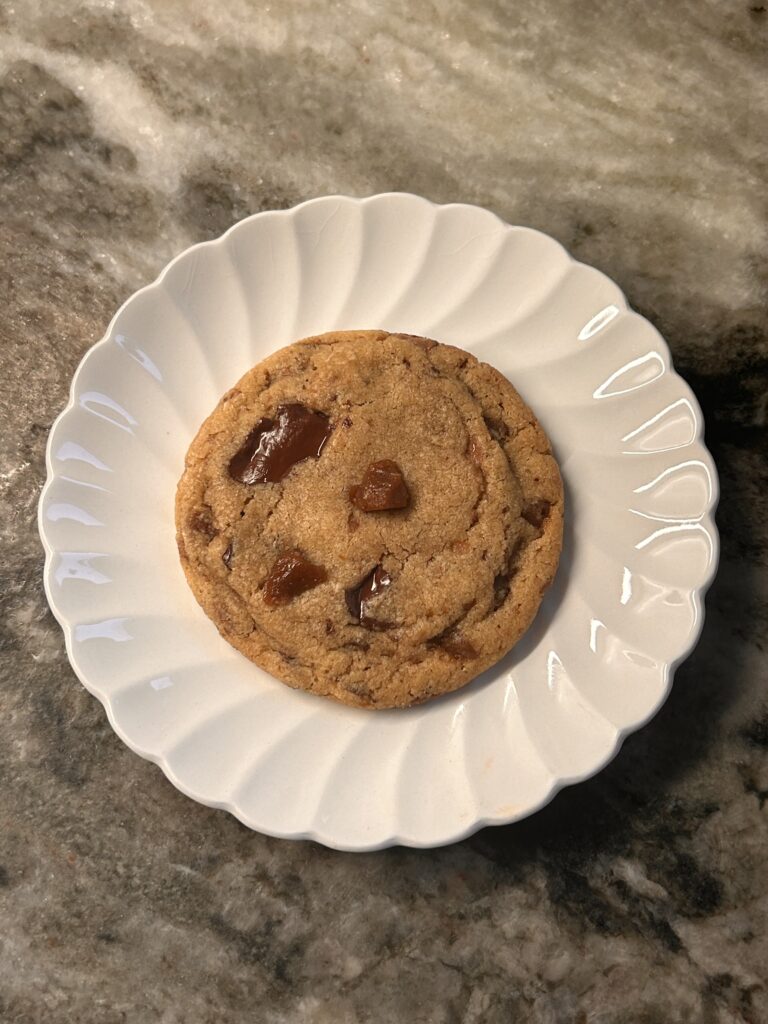 brown butter cookies, sourdough discard recipes, homemade toffee, chocolate chunk cookies, bakery style cookies, easy baking, chewy cookies, crinkly edges, cozy baking