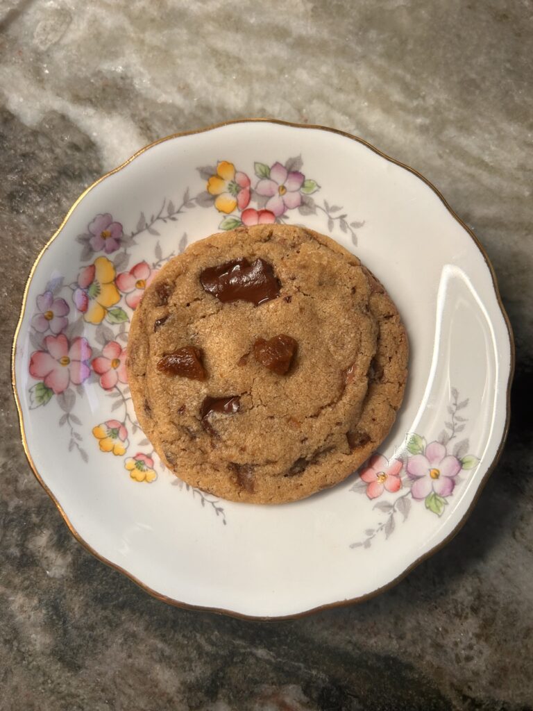 brown butter cookies, sourdough discard recipes, homemade toffee, chocolate chunk cookies, bakery style cookies, easy baking, chewy cookies, crinkly edges, cozy baking